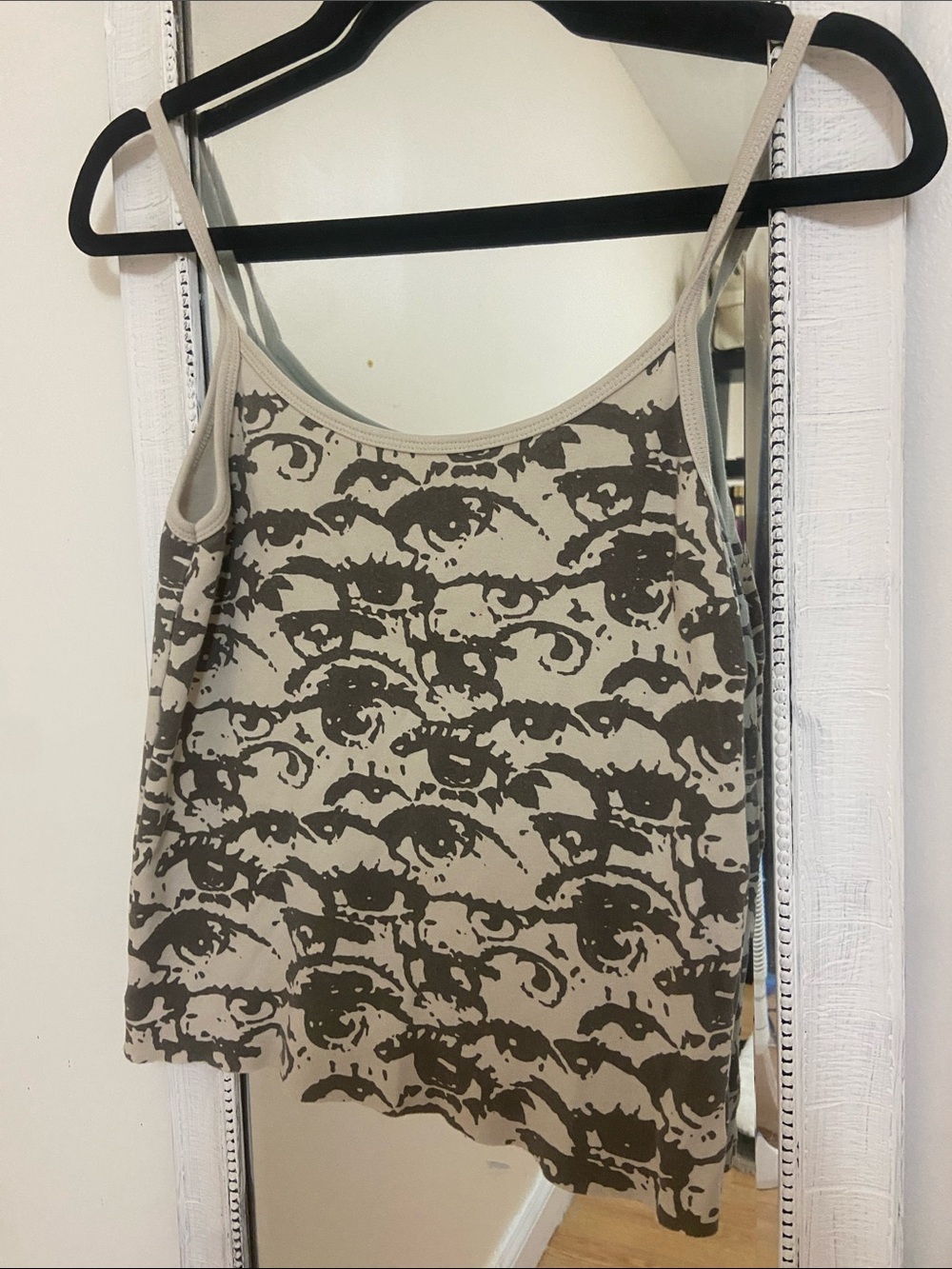 Brandy Melville Beige Tank Top with Brown Eye Print - Picture 4 of 4